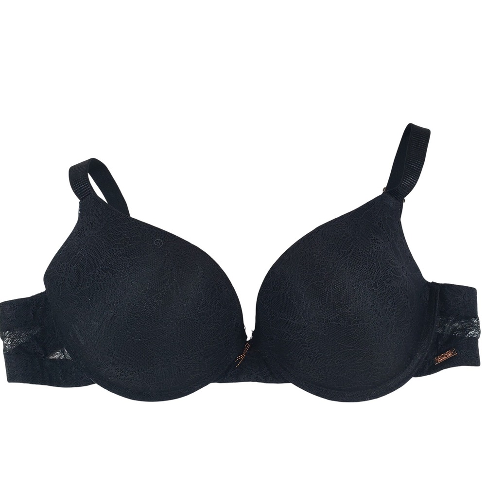 RACHEL Rachel‎ Roy Black Lace Trim Push Up Bra Underwire Adjustable Straps